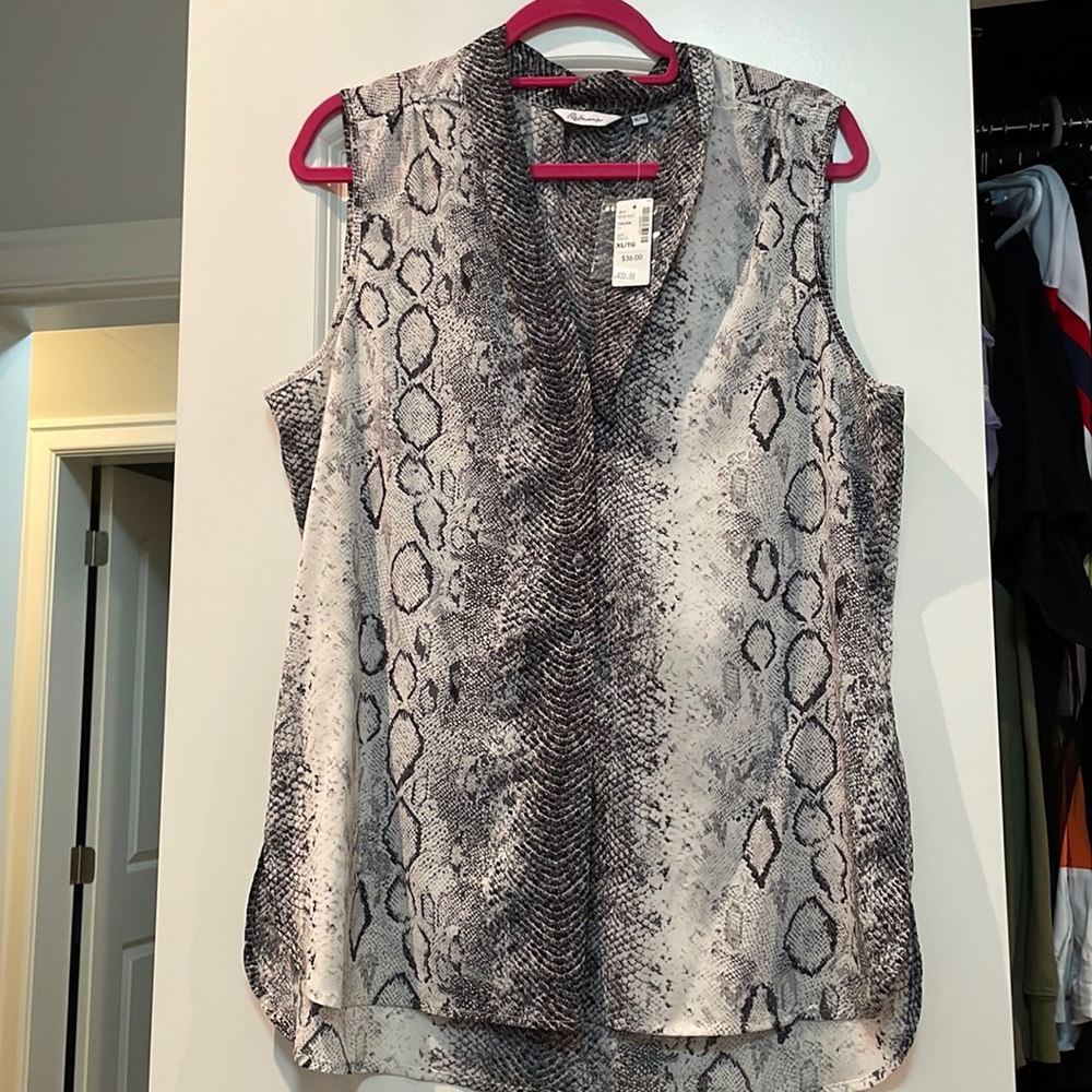 Snake print button up blouse size XL